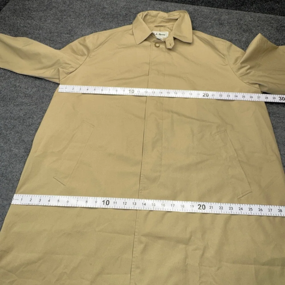Vintage LL Bean Trench Coat Mens XL Tan Rain Overcoat Mac Jacket Oxford 0X723